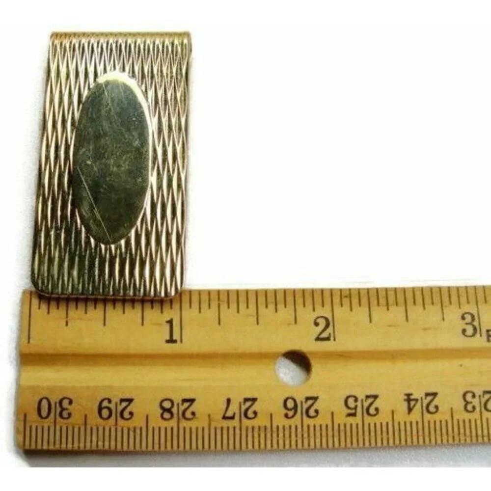 Vtg Money Clip Colibri Ribbed Engravable Wallet Credit Card Cash ID Holder GoldT